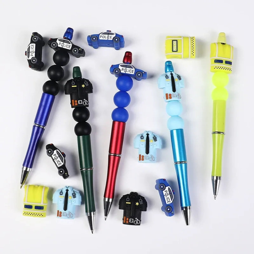 3D Police Theme Silicone Focal Bead | Beadable Pens Keychains Badge Reels