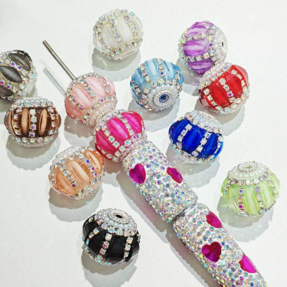 Pumpkin shape Rhinestone Pearls Rhinestone Chain Acrylic DIY Fancy Beads-Random Mixed
