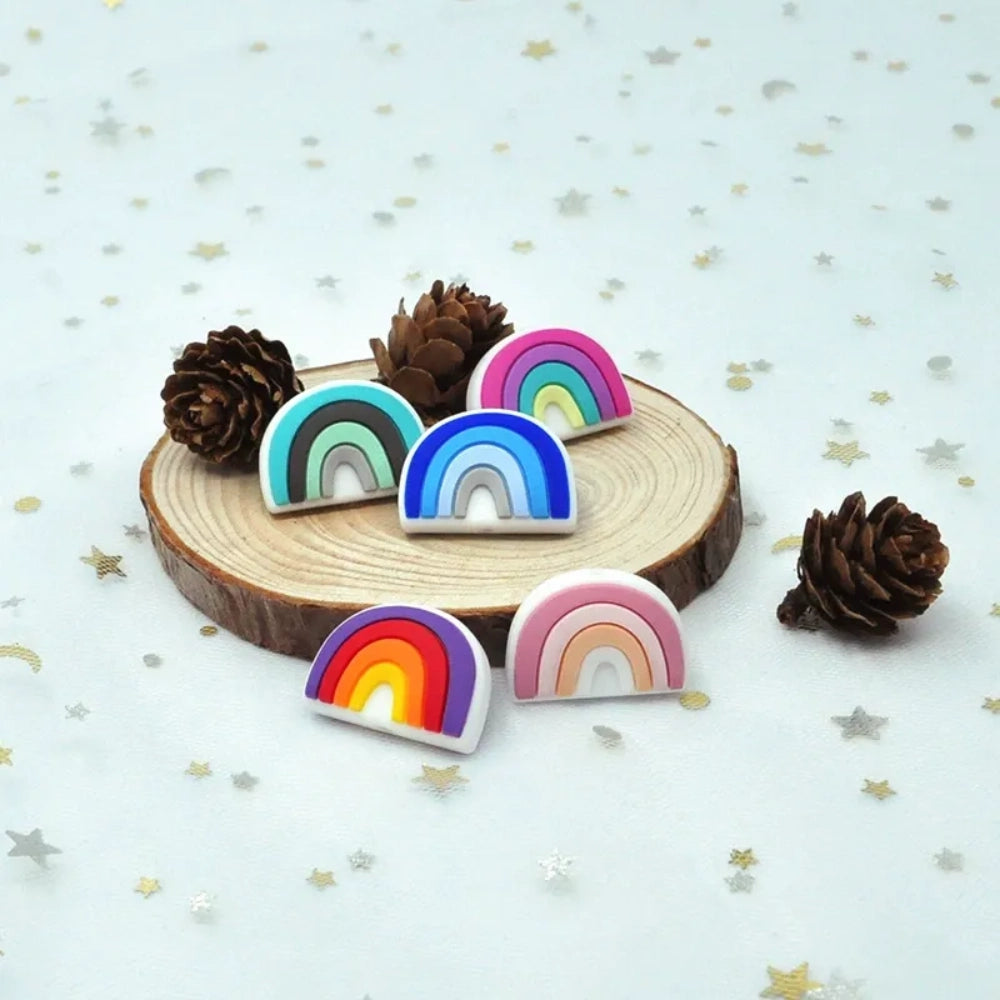 Rainbow Silicone Focal Bead | Beadable Pens Keychains Badge