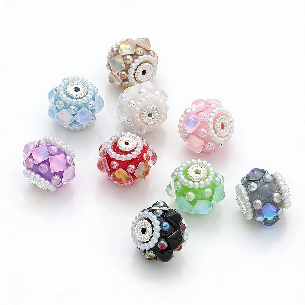 Rectangle Cat Eye Rhinestone Pearls Acrylic DIY Fancy Beads-Random Mixed