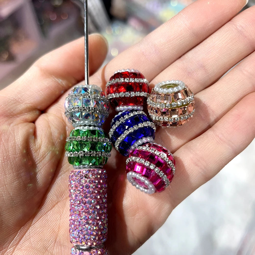 Rectangle Pearls Loop Rhinestone Chain Acrylic DIY Fancy Beads-Random Mixed