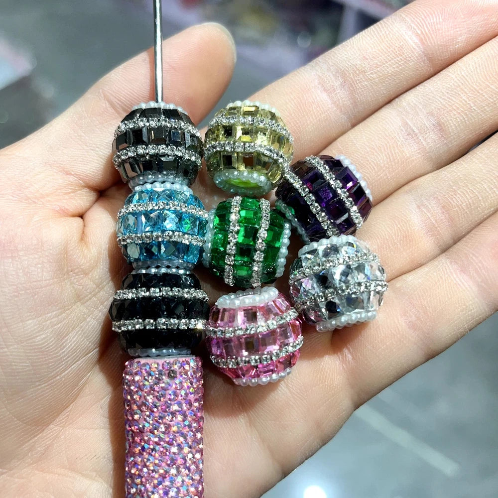 Rectangle Rhinestone Pearls Loop Rhinestone Chain Acrylic DIY Fancy Beads-Random Mixed