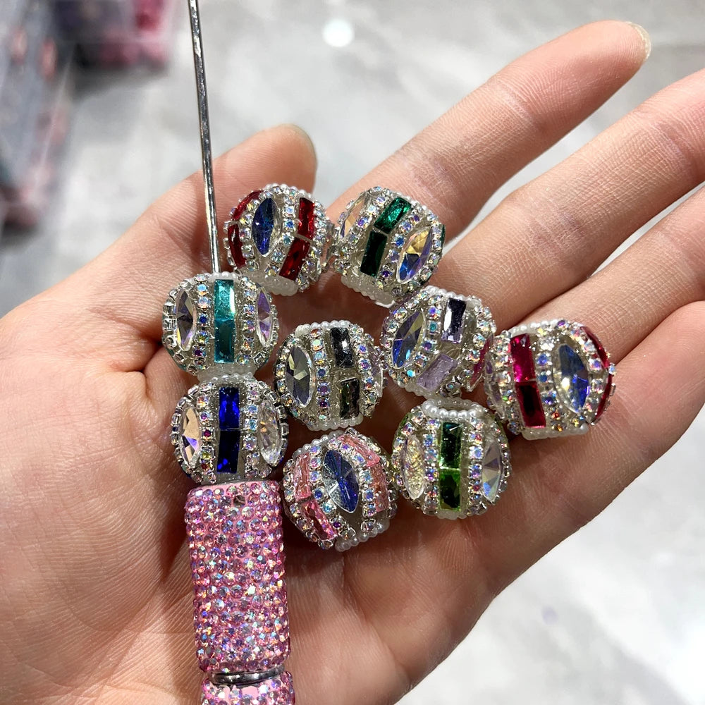 Rectangle Rhinestones Pearls Loop Rhinestones Chain Acrylic DIY Fancy Beads-Random Mixed