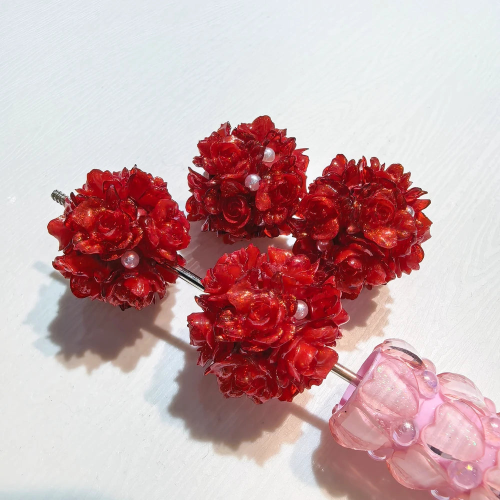 Red Roses with Pearls Clay DIY Fancy Beads