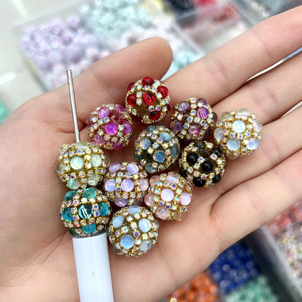Rhinestone and Rhinestone Chain Acrylic DIY Fancy Beads-Random Mixed