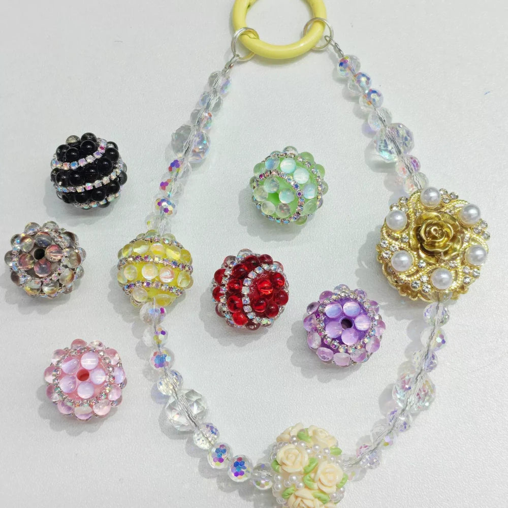 Rhinestone and Rhinestone Chain Acrylic DIY Fancy Beads-Random Mixed