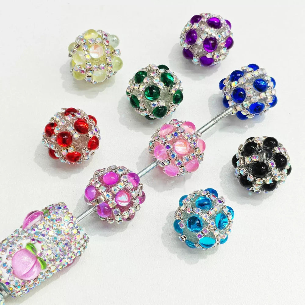 Rhinestone and White Pearls Acrylic DIY Fancy Beads-Random Mixed