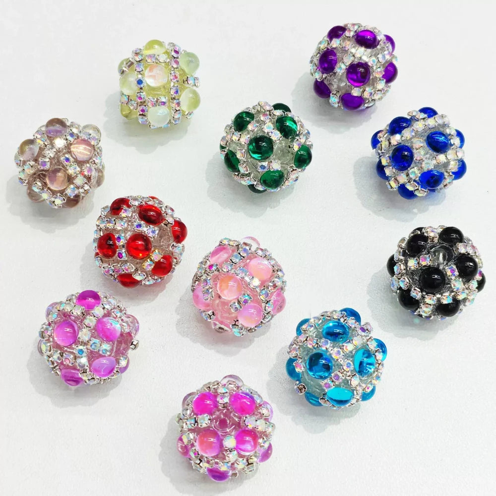 Rhinestone and White Pearls Acrylic DIY Fancy Beads-Random Mixed