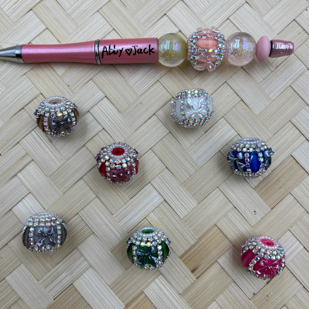Rhinestone Chain Pearl Bowtie Fancy Beads | Beadable Pens Keychains Bracelets