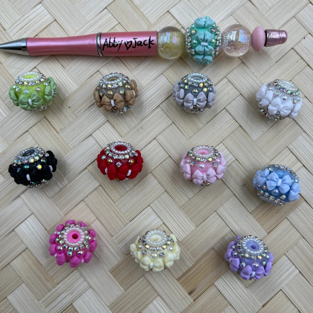 Rhinestone Chain Pearl Bowtie Fancy Beads | Beadable Pens Keychains Bracelets