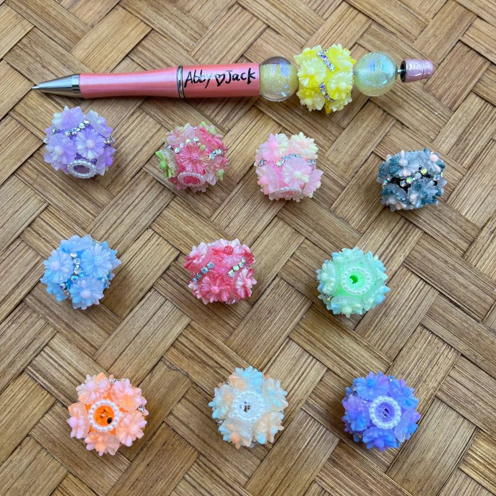 Rhinestone Flower Pearl Fancy Beads for Beadable Pens Keychains Bracelets