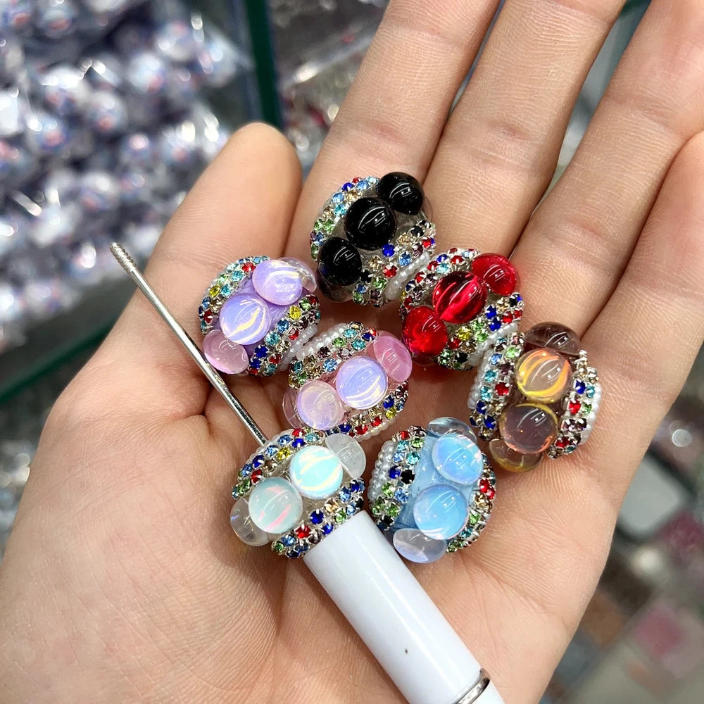 Rhinestone Pearls Colorful Rhinestone Chain Acrylic DIY Fancy Beads-Random Mixed