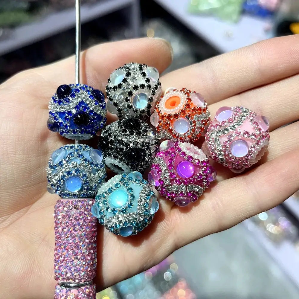 Rhinestone Pearls Loop Rhinestone Chain Acrylic DIY Fancy Beads-Random Mixed