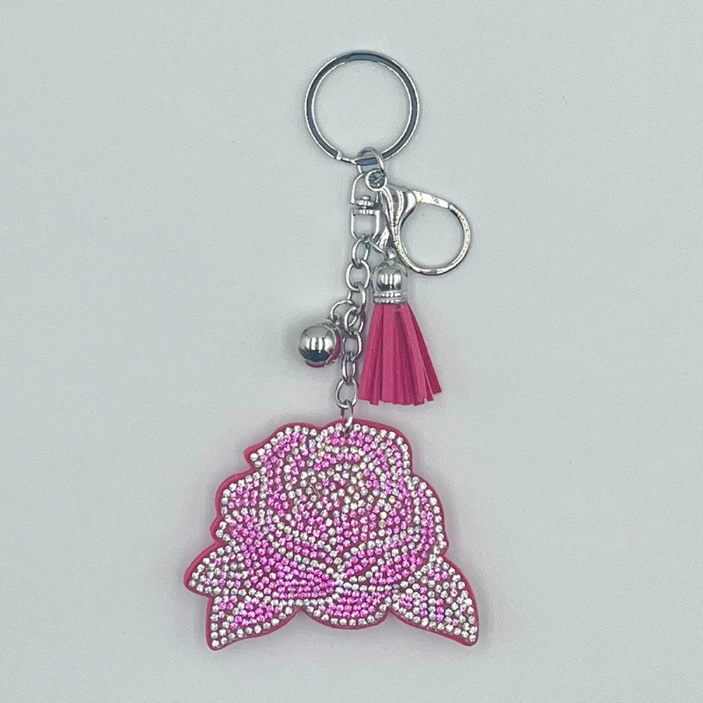 Rose Rhinestone Keychain for DIY