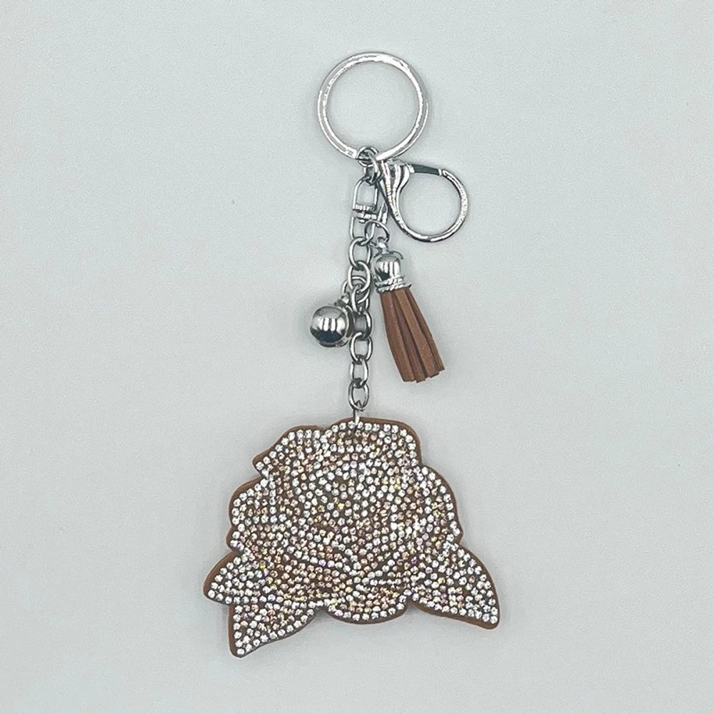 Rose Rhinestone Keychain for DIY