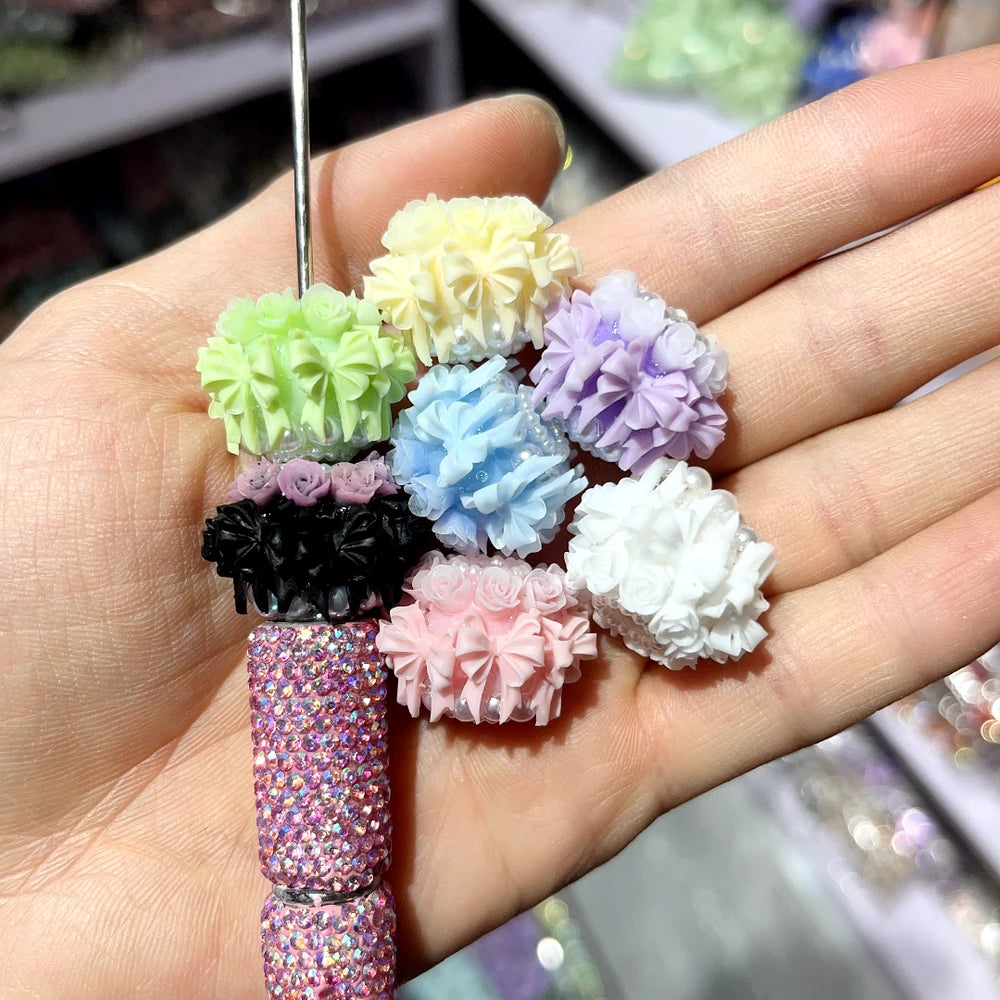 Roses Bowtie Pearls Loop Acrylic DIY Fancy Beads-Random Mix