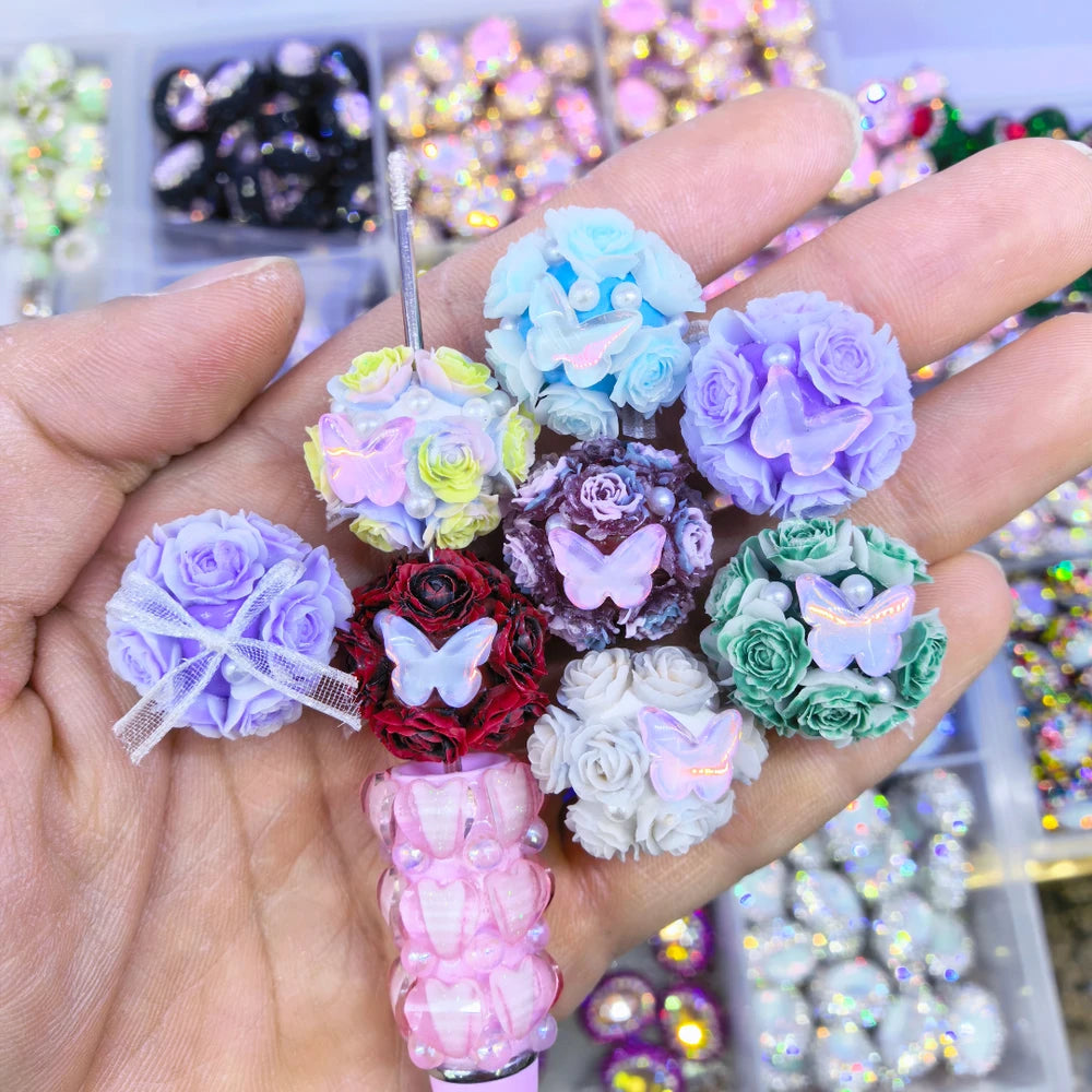 Roses Butterfly Pearls Clay DIY Fancy Beads-Random Mixed