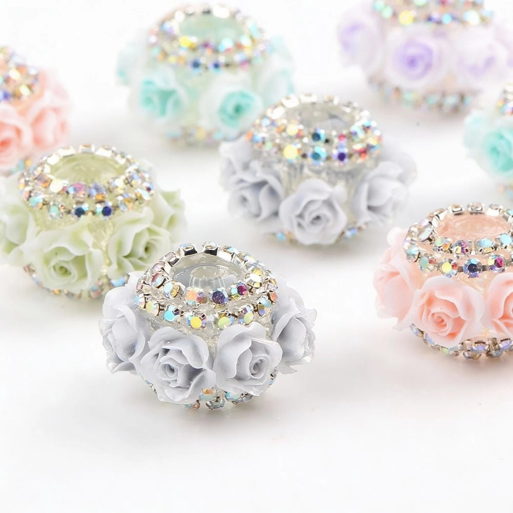 Roses and Rhinestone Chain Acrylic DIY Fancy Beads-Random Mix
