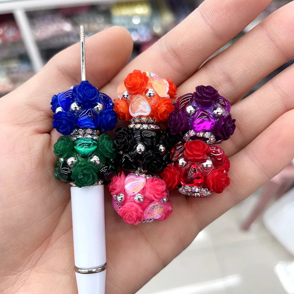 Roses Heart Silver Pearls Rhinestone Chain Acrylic DIY Fancy Beads-Random Mixed