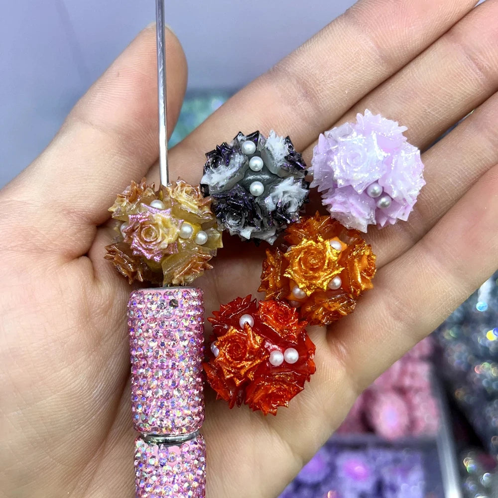 Shiny Flowers Pearls Clay DIY Fancy Beads-Random Mixed