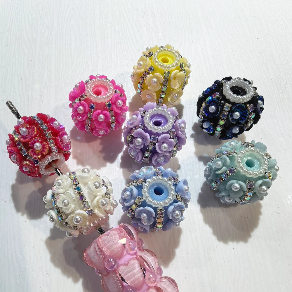 Shiny Flowers Pearls Acrylic DIY Fancy Beads-Random Mixed