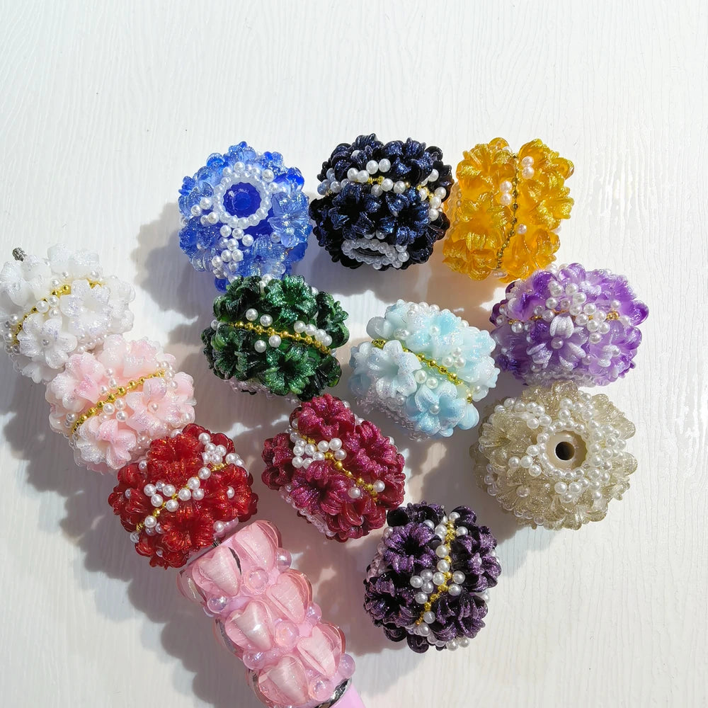 Shiny Flowers Pearls Acrylic DIY Fancy Beads-Random Mixed