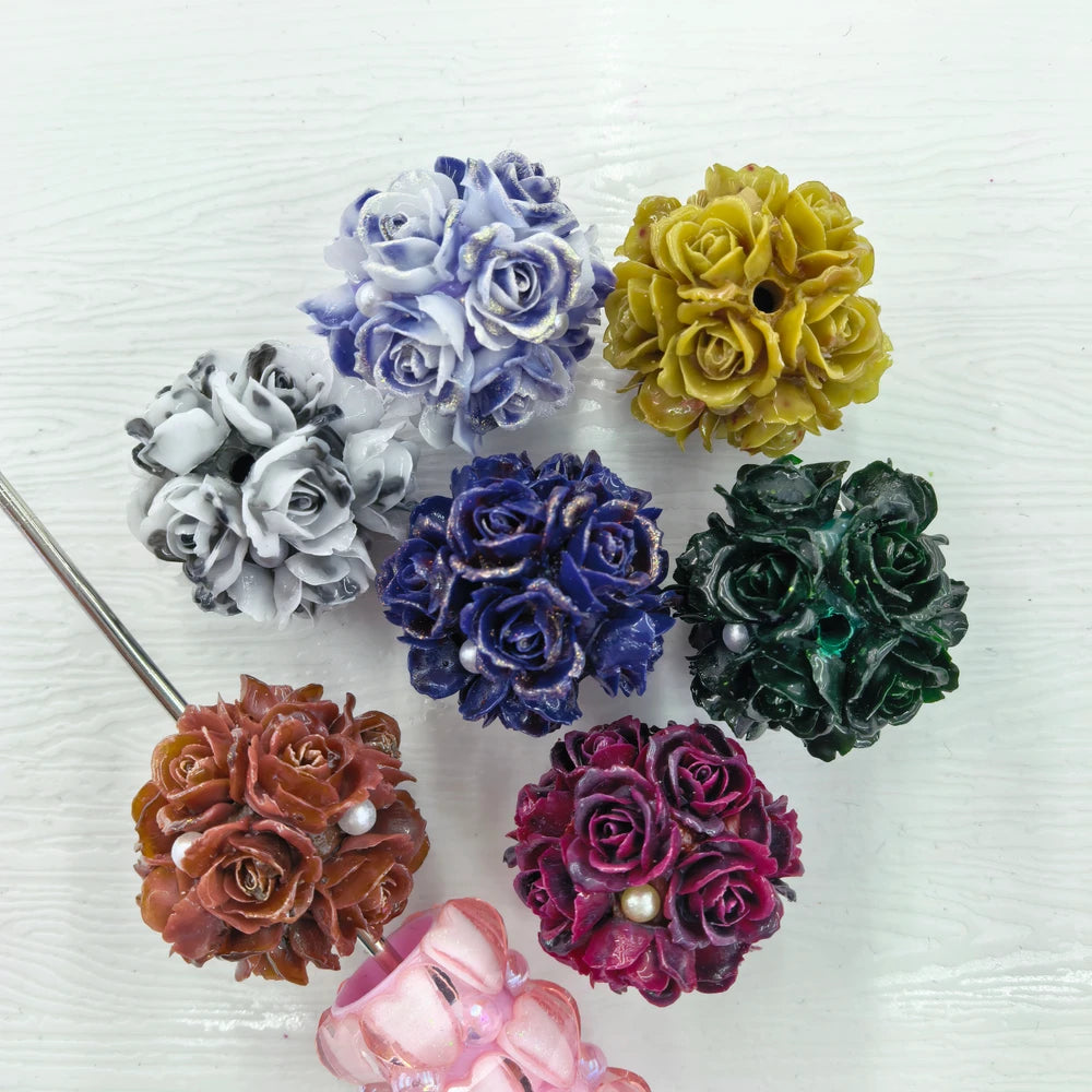 Shiny Roses and Pearls Clay DIY Fancy Beads-Random Mixed