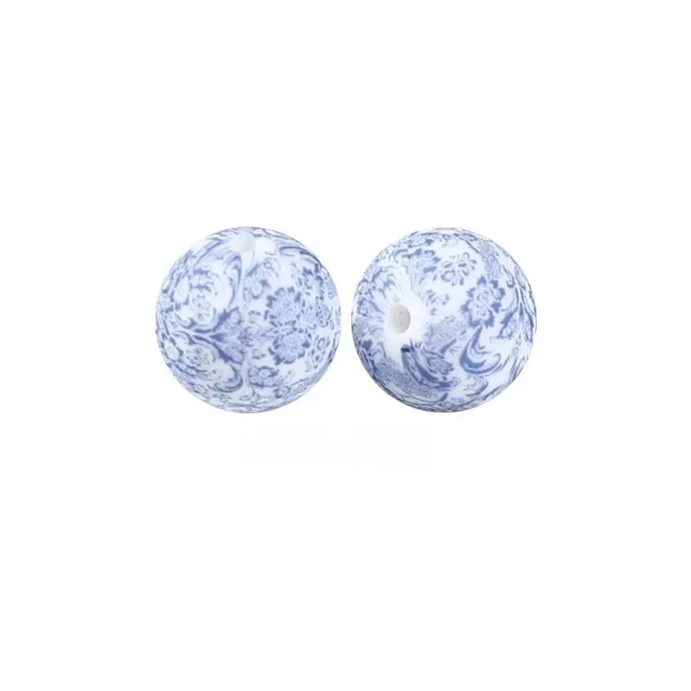 15mm Ceramics Printed Silicone Bead for DIY Pens Keychains