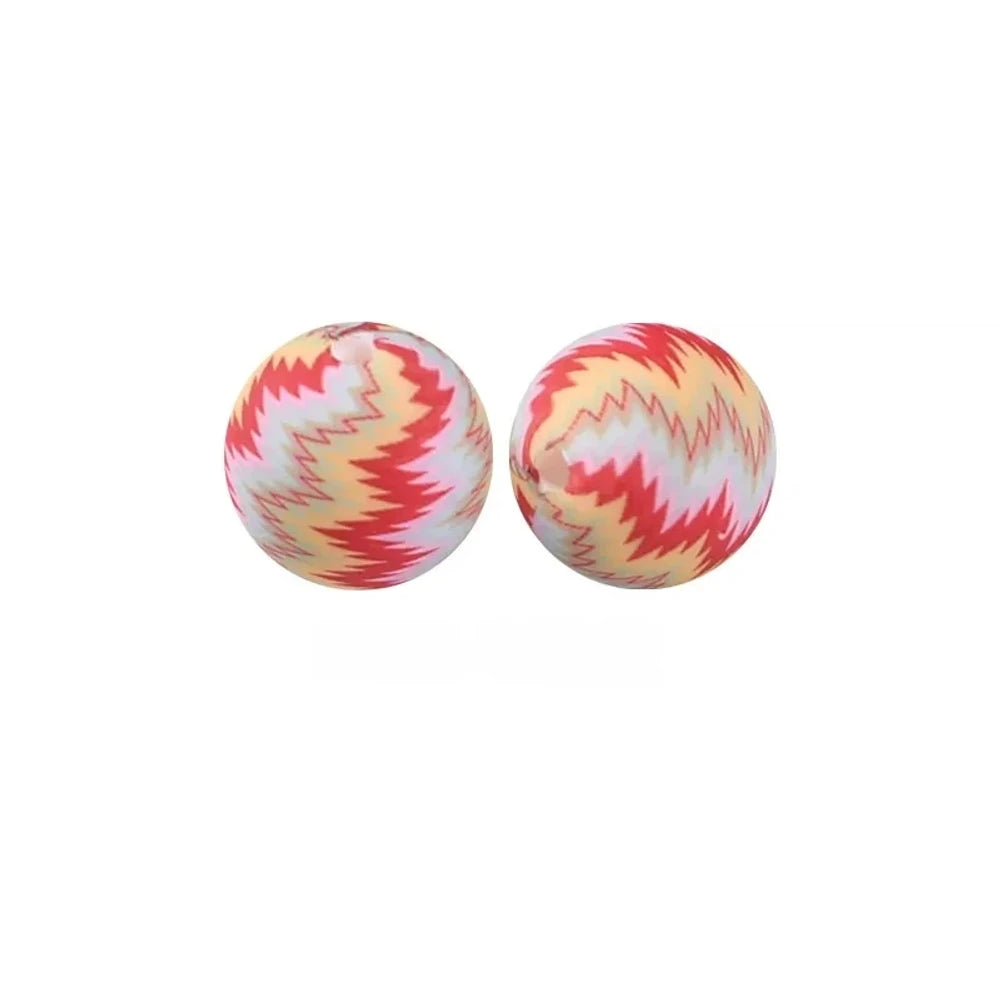 15mm Electrical Ripple Printed Silicone Bead for DIY Pens Keychains