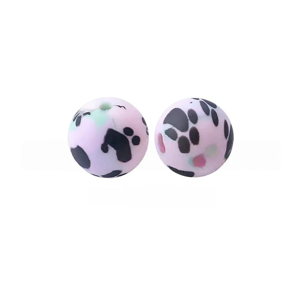 15mm Dog Paw Printed Silicone Bead for DIY Pens Bracelet