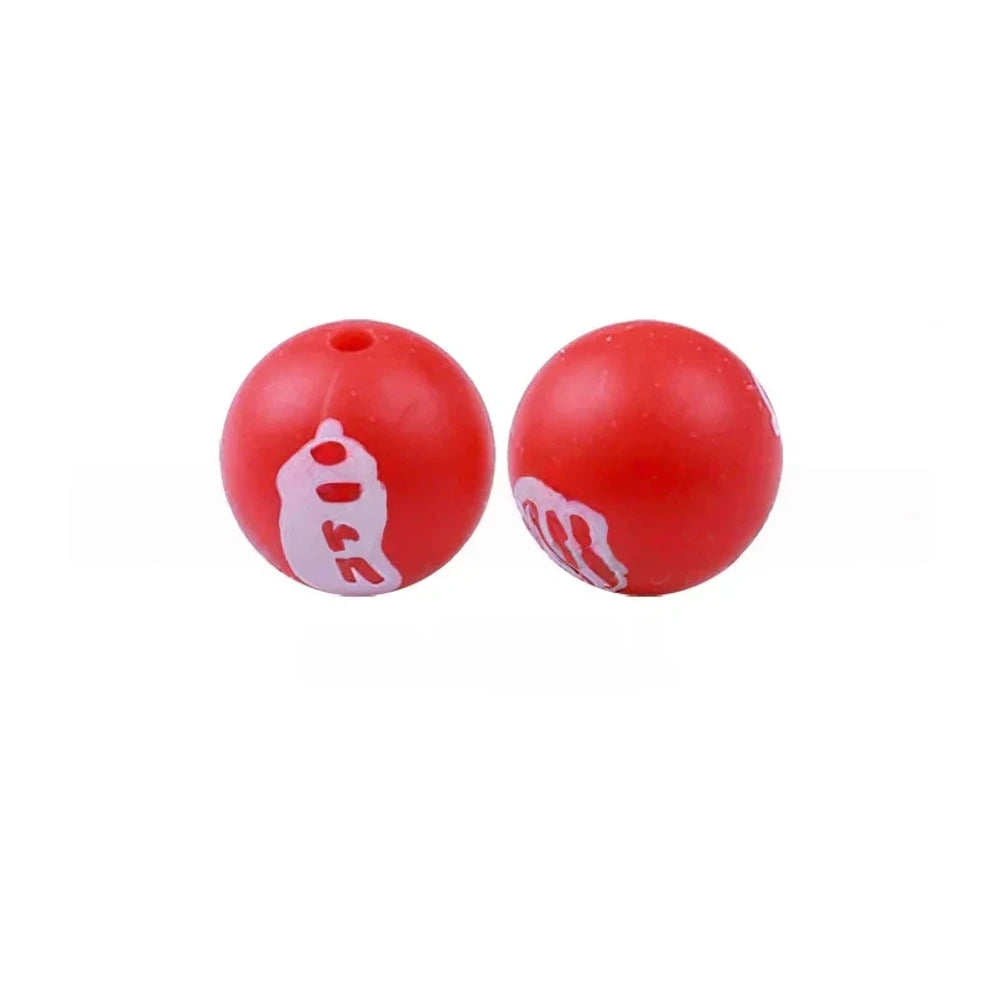 15mm Snowman Printed Silicone Bead for DIY Pens Keychains