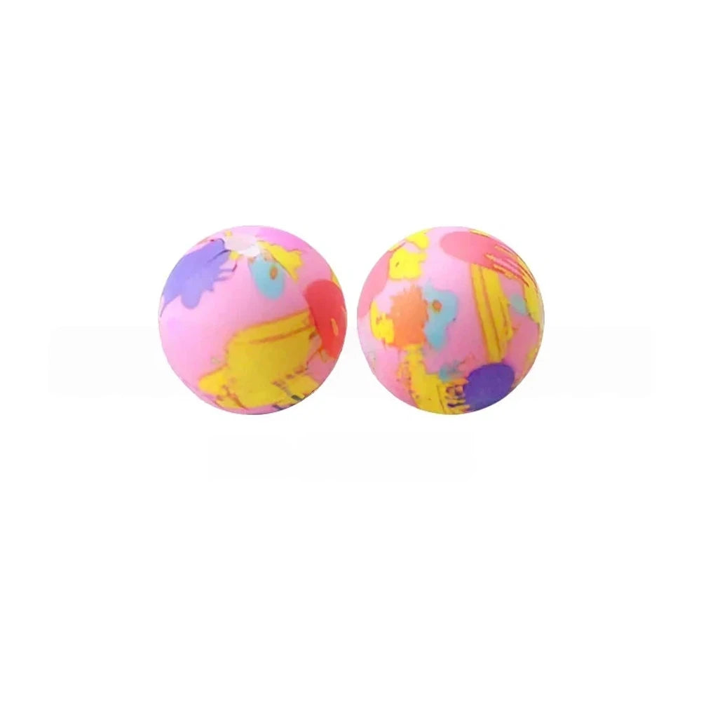 15mm Oil Painting Printed Silicone Bead for DIY Pens Bracelet