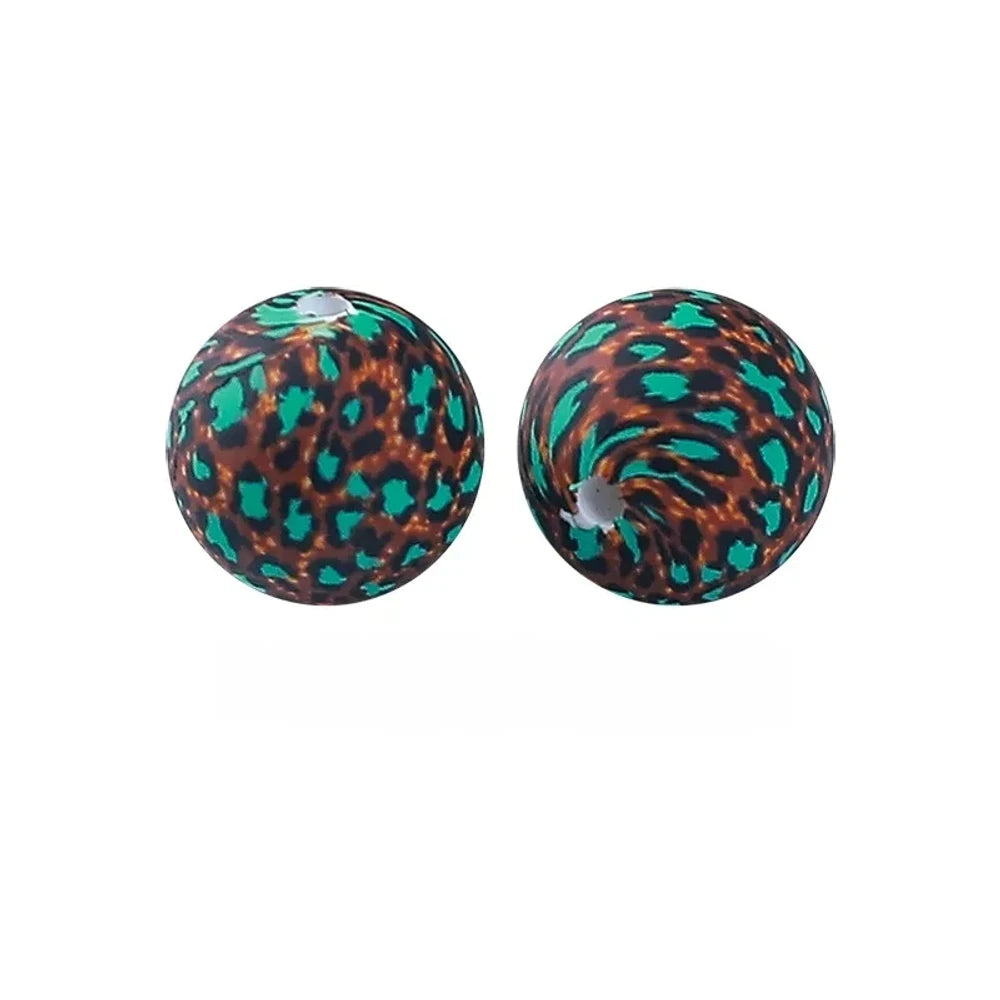 15mm Turquoise Leopard Printed Silicone Bead for DIY Pens Bracelet