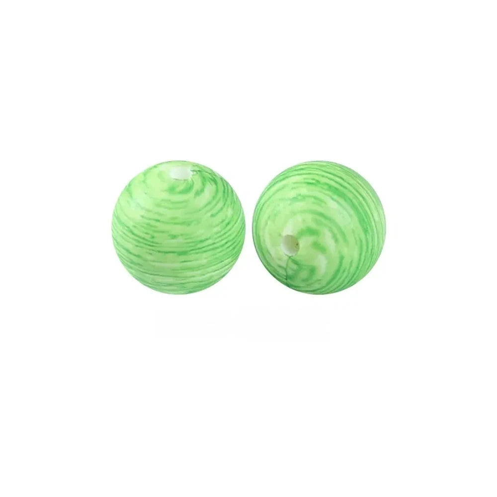 15mm Green Stripes Printed Silicone Bead for DIY Pens Bracelet
