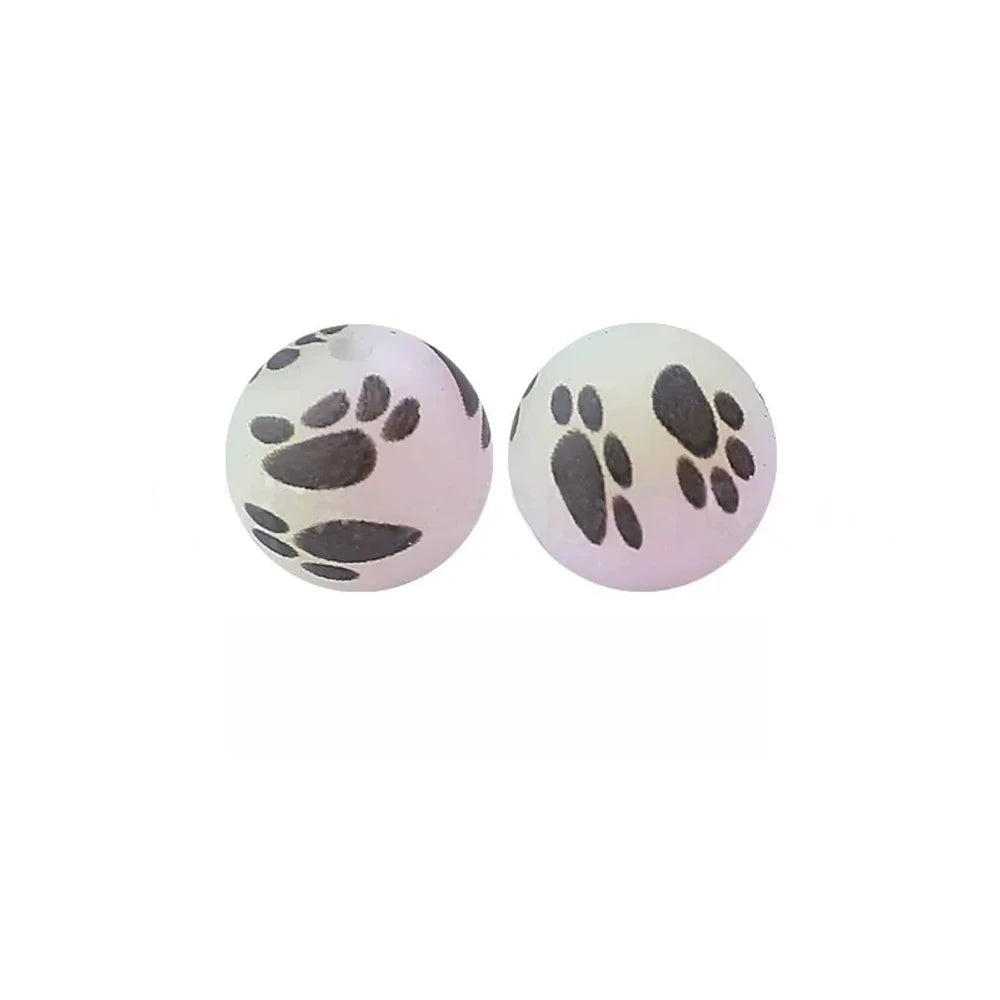 15mm Paw Printed Silicone Bead for DIY Pens Keychains