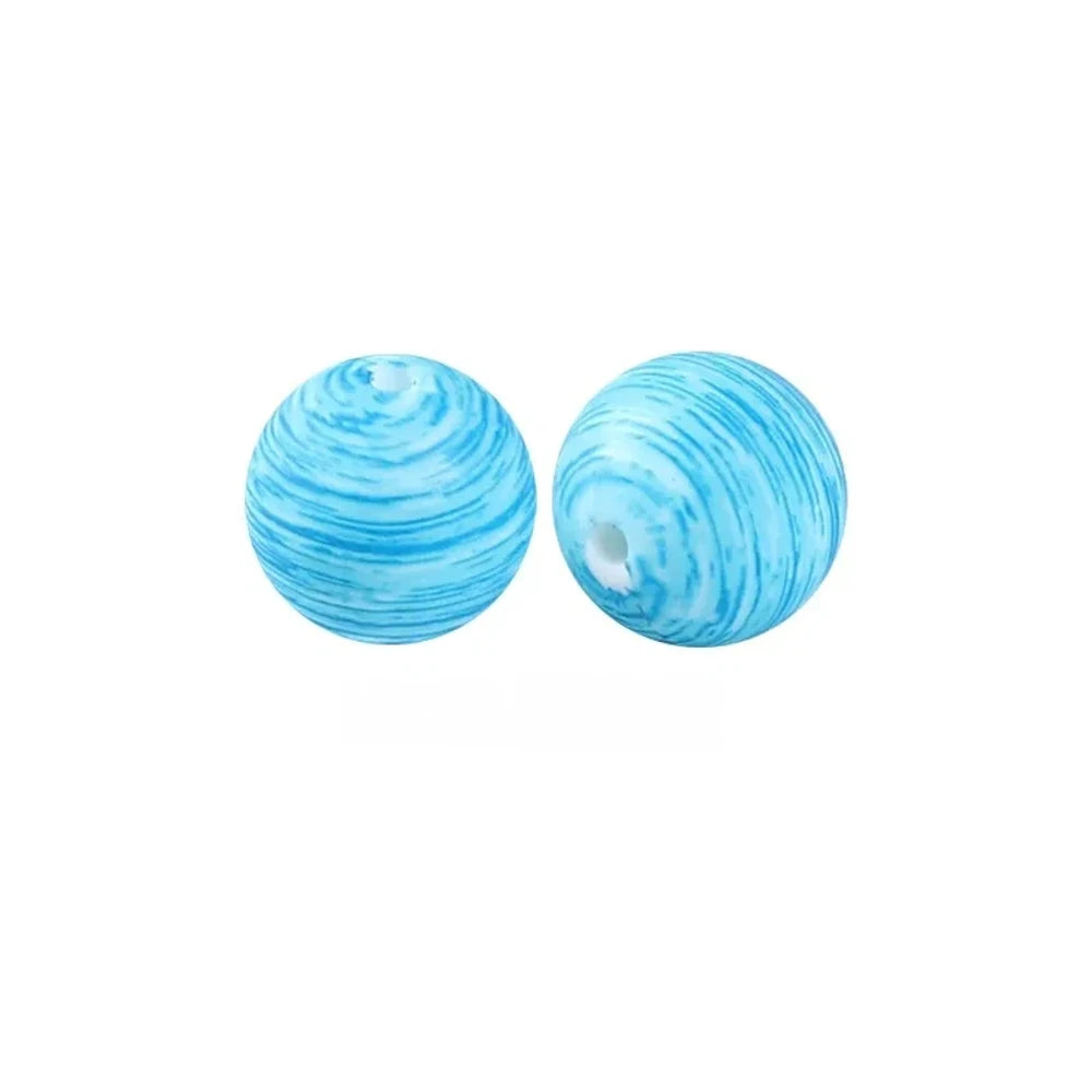 15mm Blue Stripes Printed Silicone Bead for DIY Pens Bracelet