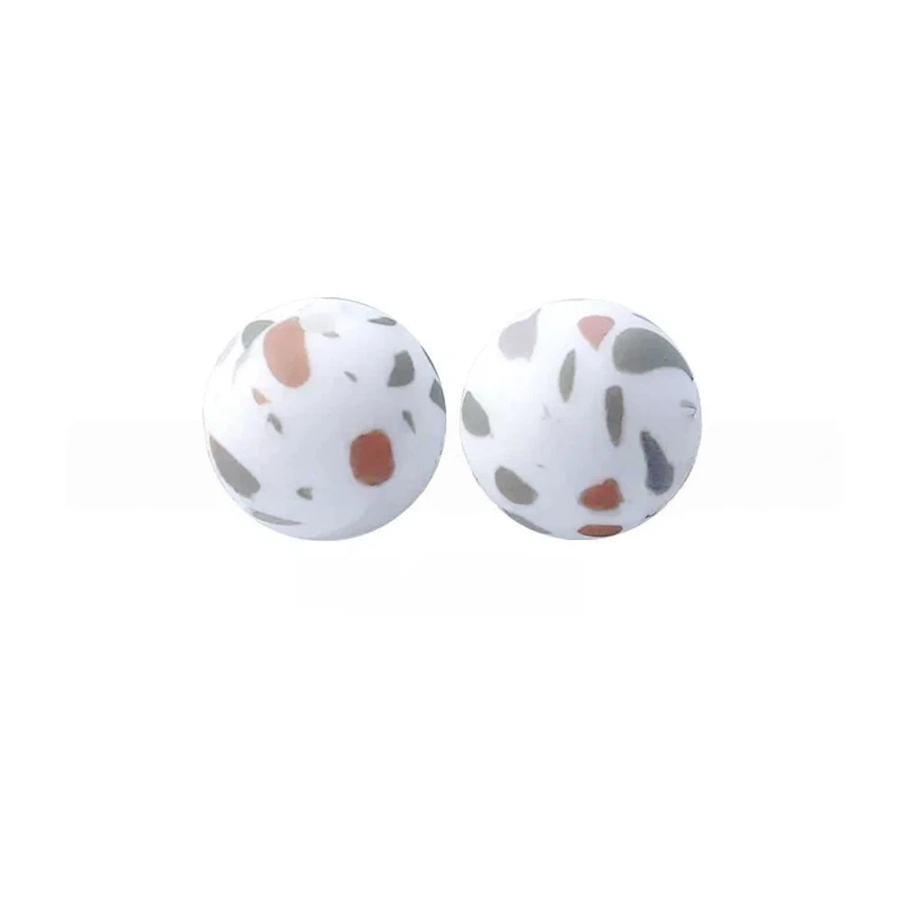 15mm Misty Rain Stone Printed Silicone Bead for DIY Pens Bracelet