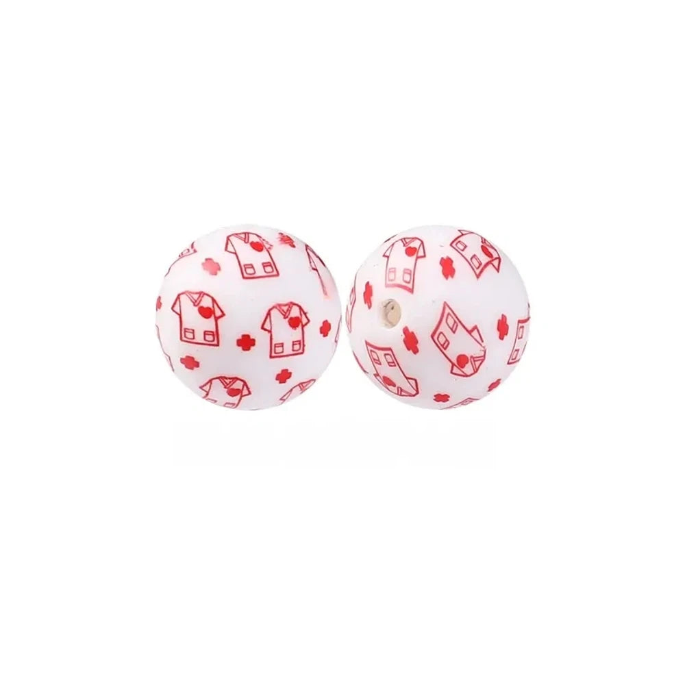 15mm Nursing Uniform Printed Silicone Bead for DIY Pens Keychains