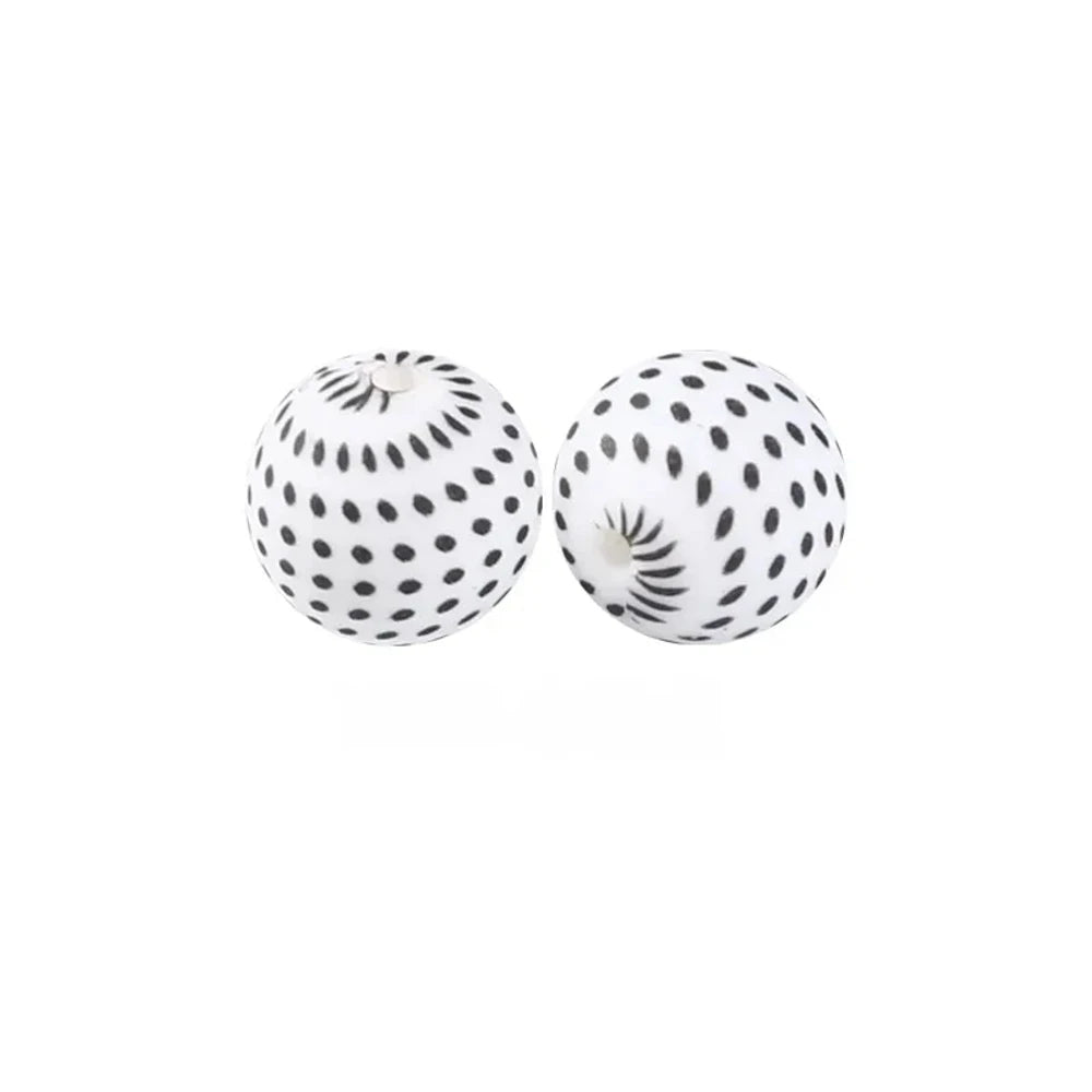 15mm Black Dots Printed Silicone Bead for DIY Pens Bracelet