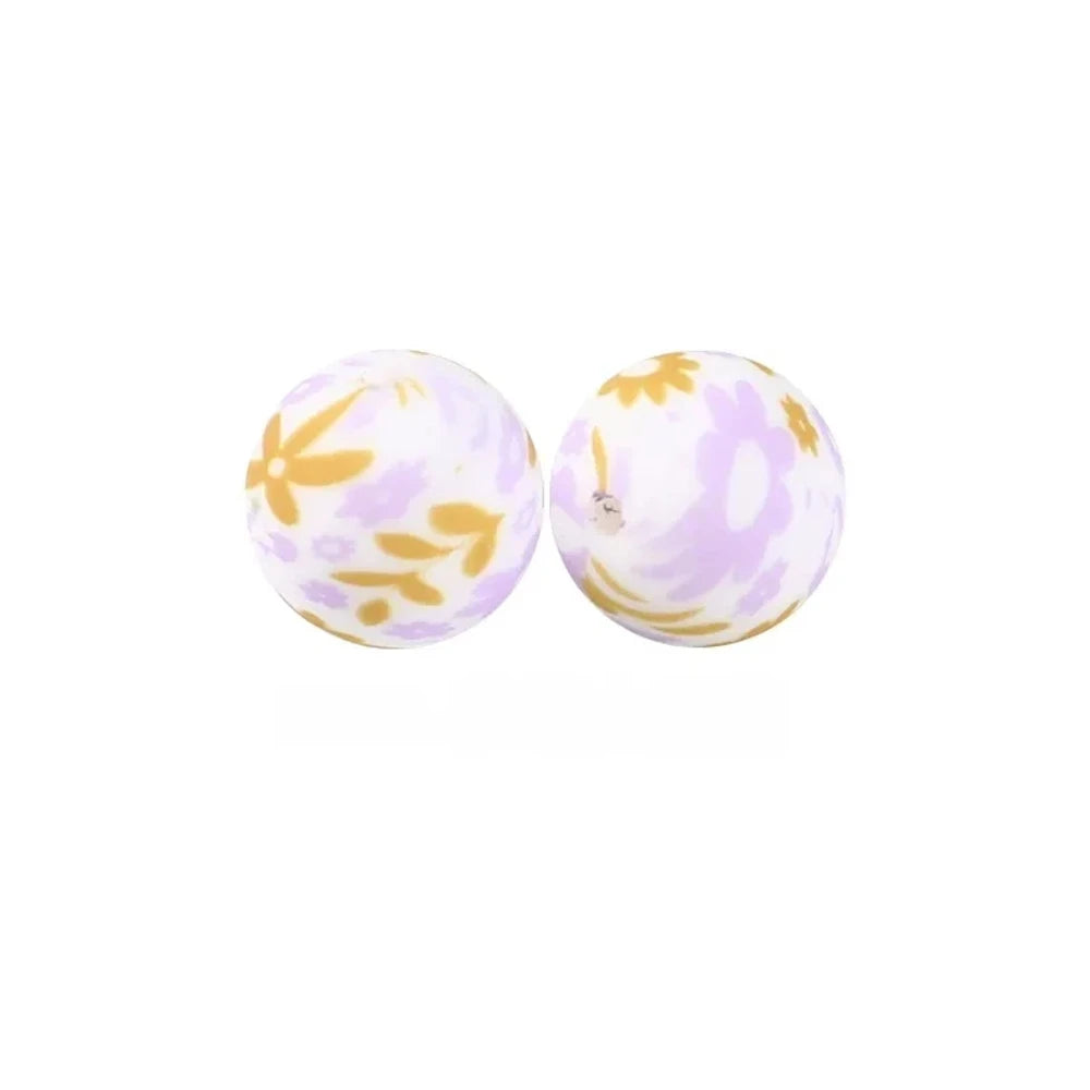 15mm SunFlower Printed Silicone Bead for DIY Pens Keychains