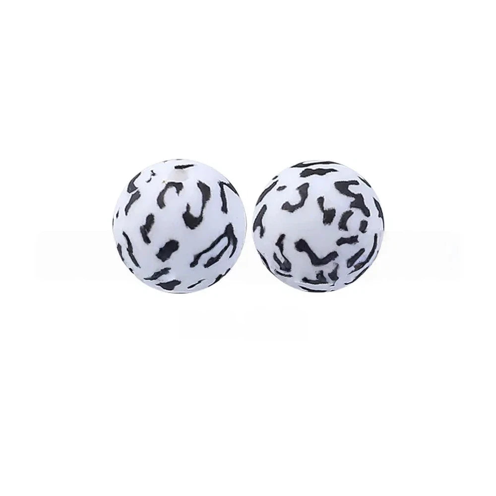 15mm Leopard Printed Silicone Bead for DIY Pens Keychains