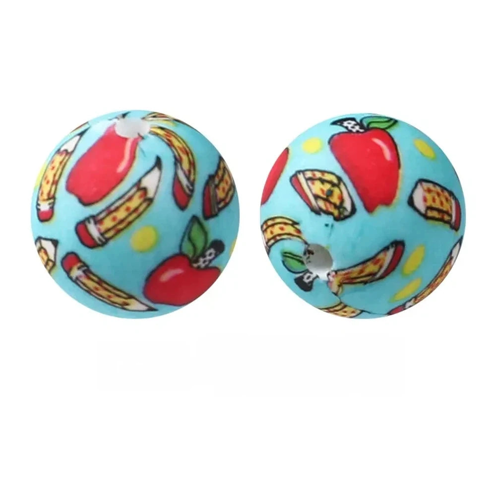 15mm Apple Pencil Printed Silicone Bead for DIY Pens Bracelet