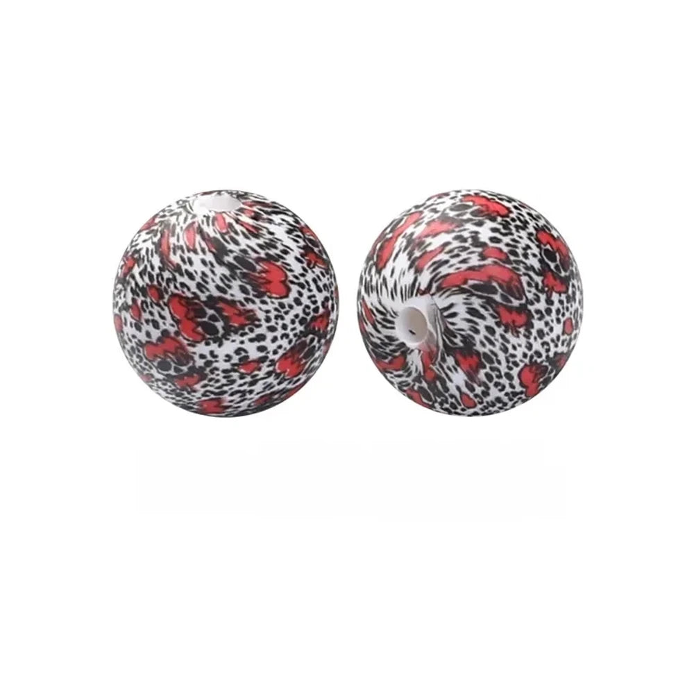 15mm Heart Skull Head Printed Silicone Bead for DIY Pens Bracelet