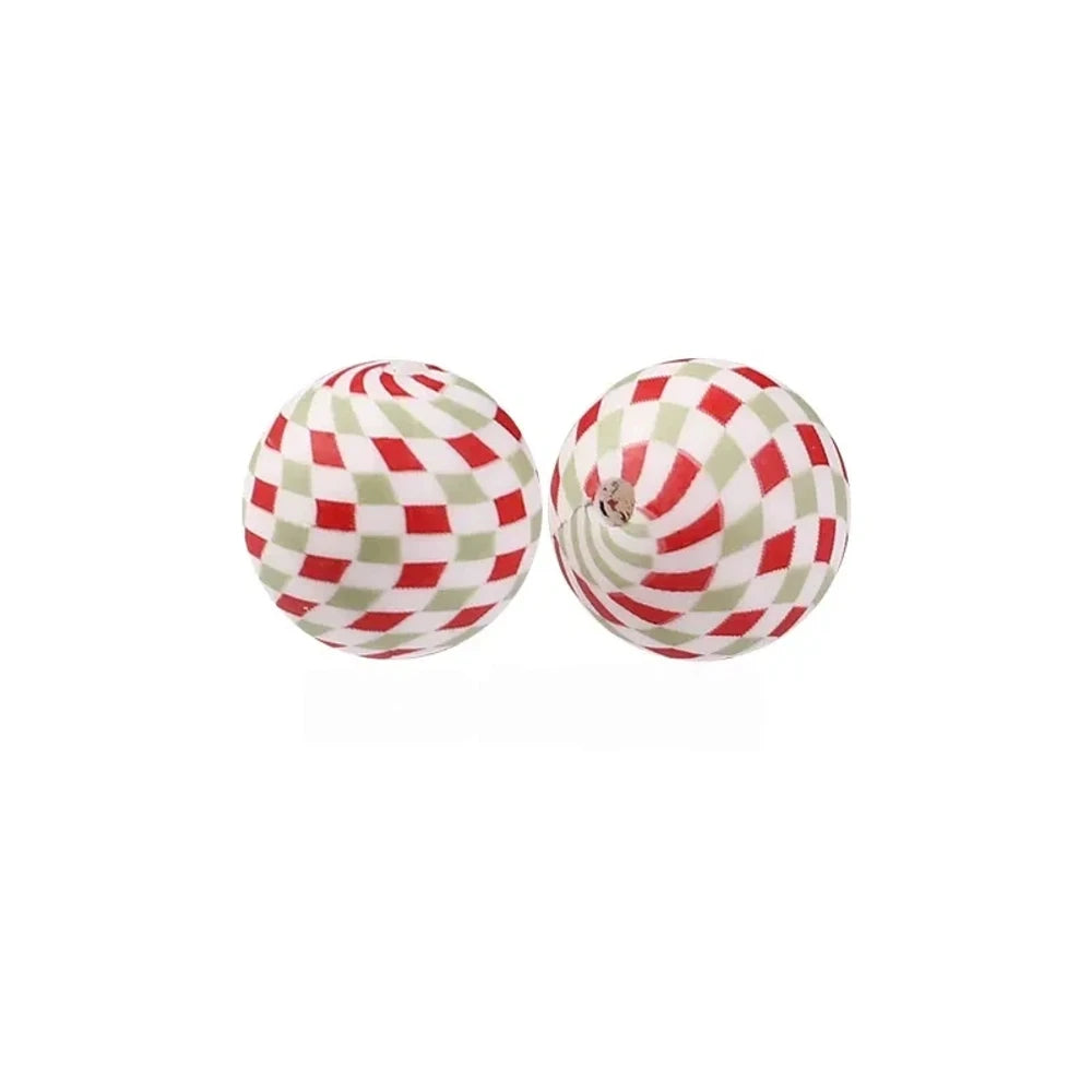 15mm Checkered Pattern Printed Silicone Bead for DIY Pens Keychains