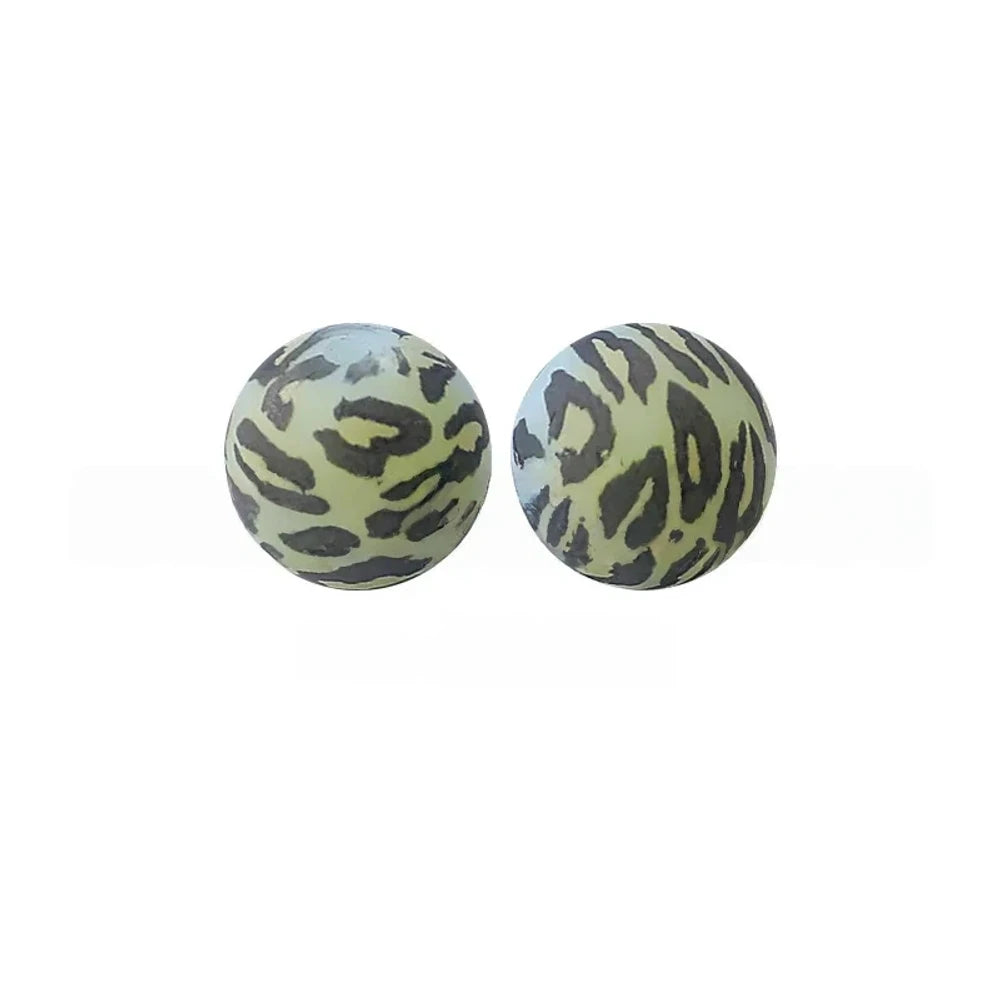 15mm Leopard Printed Silicone Bead for DIY Pens Keychains
