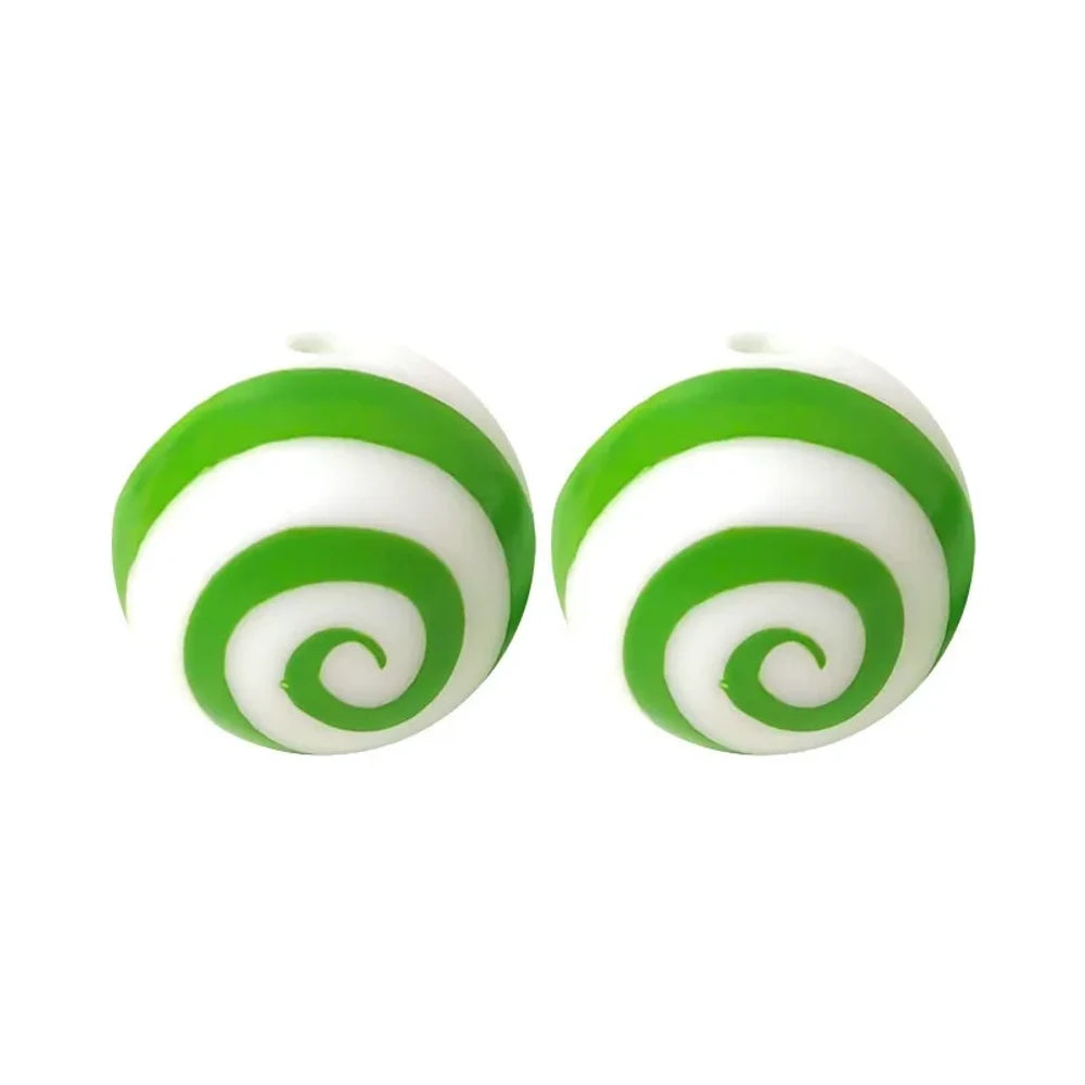 15mm Green Swirl Printed Silicone Bead for DIY Pens