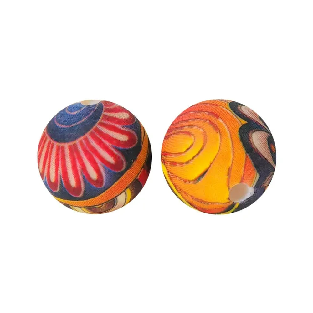 15mm Flowers Printed Silicone Bead for DIY Bracelet Keychain