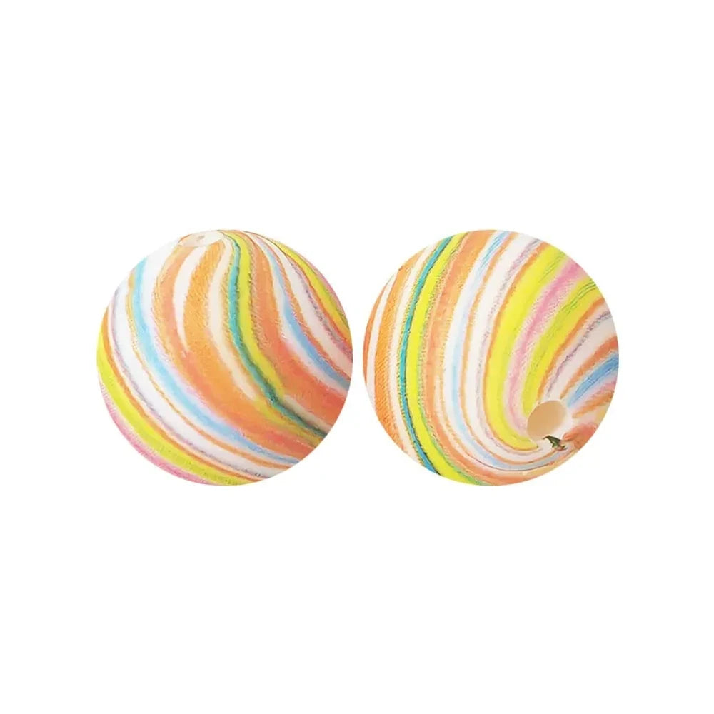 15mm Colorful Stripe Printed Silicone Bead for DIY Pens