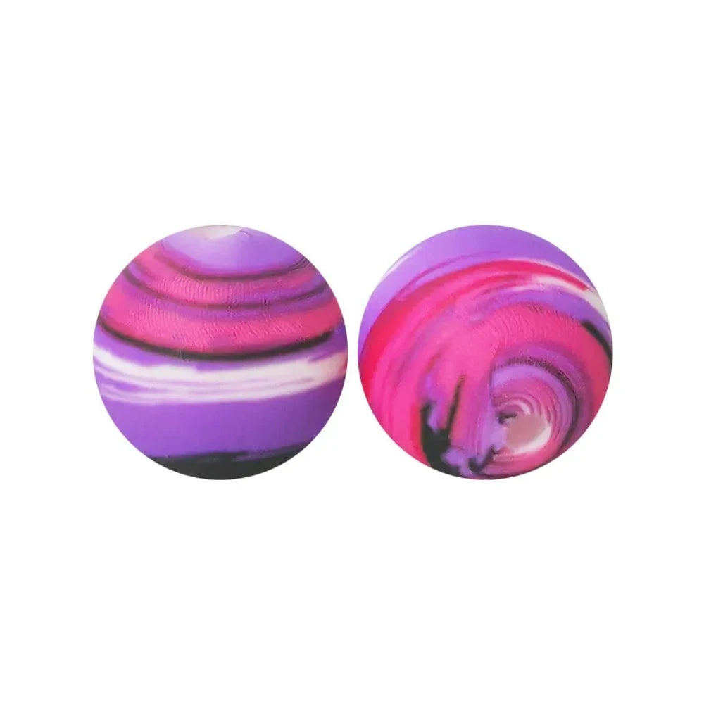 15mm Purple and Pink Blend Together Printed Silicone Bead for DIY Pens Bracelet