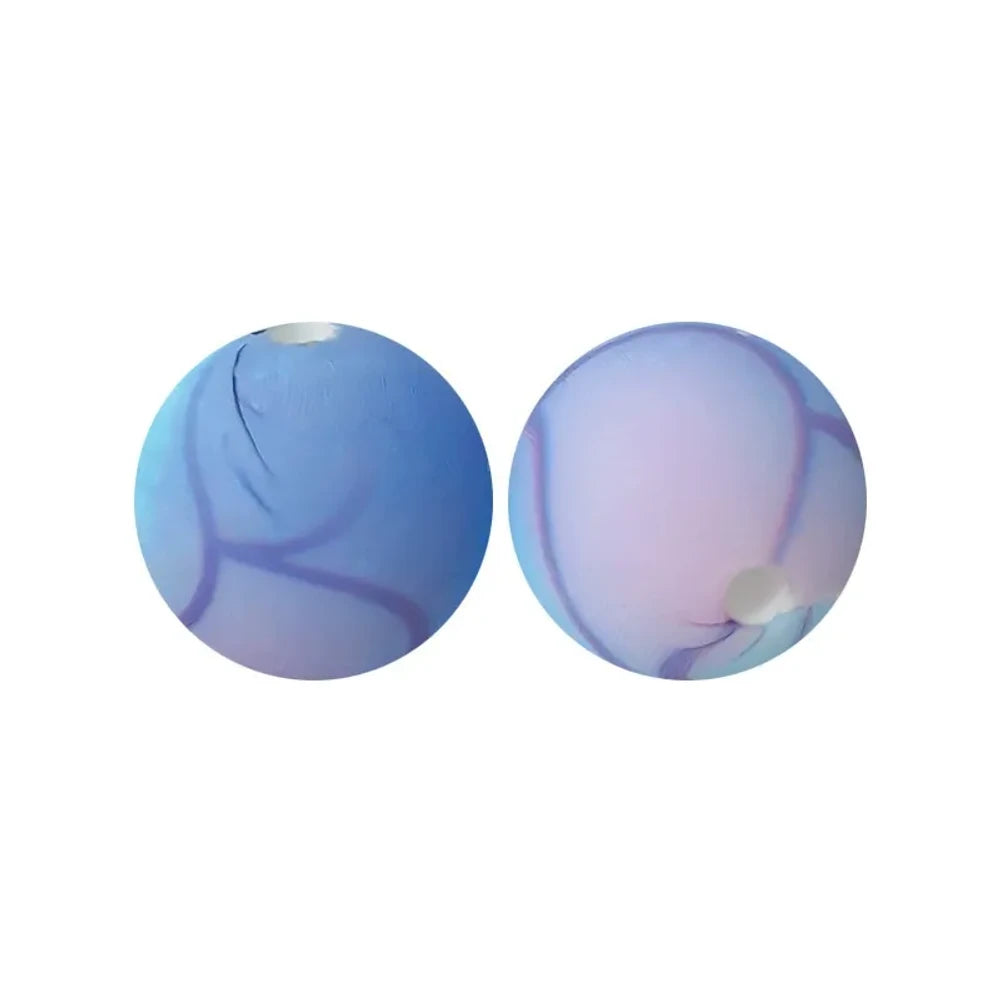 15mm Purple Printed Silicone Bead for DIY Bracelets Keychain